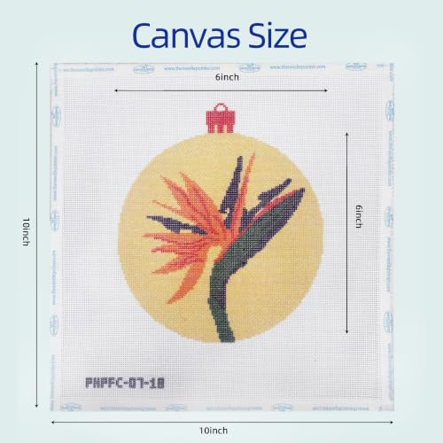 Howie's Needlepoint Ball Needlepoint Kits for Adults & Beginners, 18 Mesh Printed Needlepoint Canvas, Stamped Patterns Canvas Starter Kits(Strelitzia Christmas Ball,6"x 6") - color: Strelitzia Christmas Ball