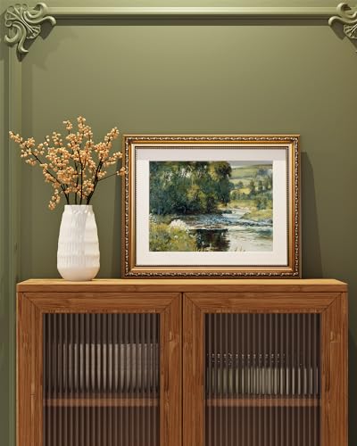 ARPEOTCY Vintage Gold Framed Wall Art, Nature Streamside Retro Paintings, Canvas Prints Artwork with Antique Frame, Victorian Wall Pictures Decor for Living Room Gallery Room 13x16 inch - color: Streamside, size: 16"L x 13"W