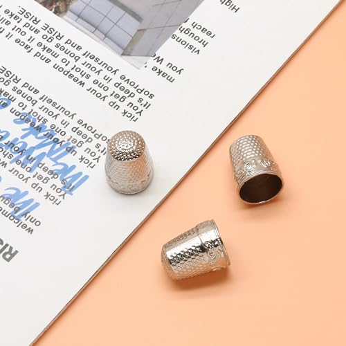 Coufce 4 Pcs Silver Metal Sewing Thimble - color: Silver