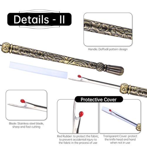 2Pcs Metal Seam Ripper Set, European Vintage Carved Handle Stitch Ripper, Sharp Seam Ripper Tool for Sewing with Storage Cases, Durable and Handy Crafting Removing Threads Tools - color: B