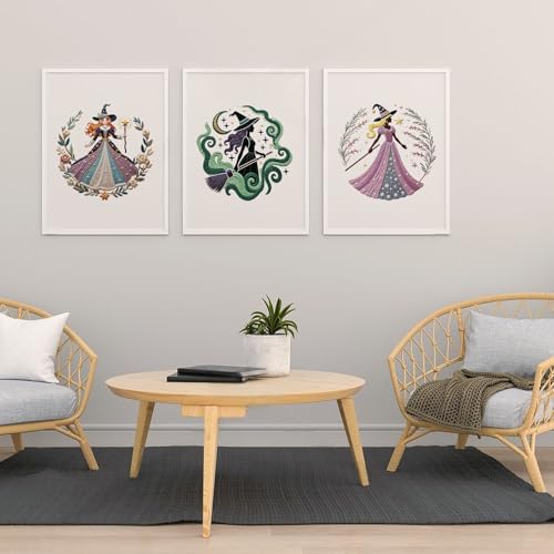 Embroidery Kit for Adults, Pre-Stamped Pattern Embroidery Kit for Beginners, Hand Needlepoint Starter Kit with Hoop Thread Needle Instruction, 7.9'' Hoop (Witch 3 Packs) - style: Witch 3 Packs