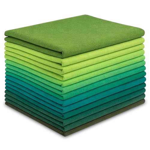WILLBOND 12 Pcs Large Felt Sheets 37 x 20 Inch 1.2 mm Green Series - color: Green Series, size: 37 x 20 Inch