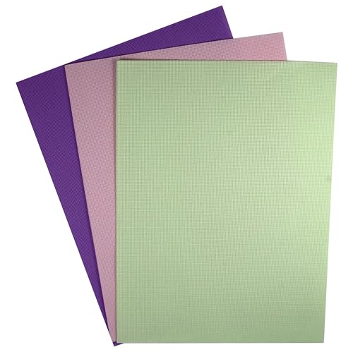 KCS 3 pc of 12" x 18"(30cmx45cm) 18CT Counted Cotton Aida Cloth Cross Stitch Fabric (Lavender+Pink+Light Green) - color: Lavender+pink+light Green