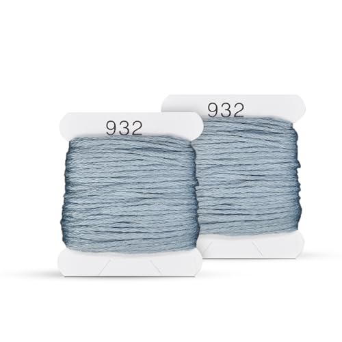 Embroidery Floss Kit and Refills - Cotton Threads - DMC Color Coding for Cross Stitch, String Crafts, Friendship Bracelets - color: 932 Light Blue-Gray