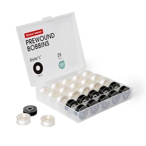 BAI Prewound Embroidery Bobbins Type L (SA155) 25pcs Plastic Sided - color: 25pcs 75D/2 (White+Black)