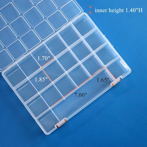 4 Pack Fixed 21 Grids Clear Plastic Storage Box, Transparent Organizer Container Case for Small Parts, Bead, Button, Jewelry, Diamond, Craft Supplies,Sewing Kit, DIY Accessories - size: M