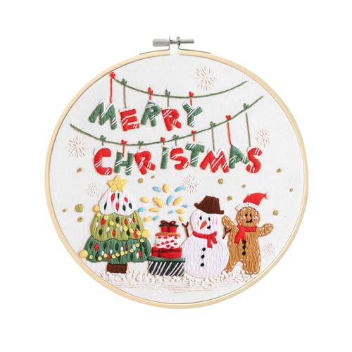 wtisan Christmas Embroidery Kit, Cross Stitch Kits for Beginners, Needlepoint with All Tools & Instructions, Stamped Hand Embroidery Starter Kit for Holiday Crafts & Xmas Home Decor, W17 - color: W17, size: 1 Pack