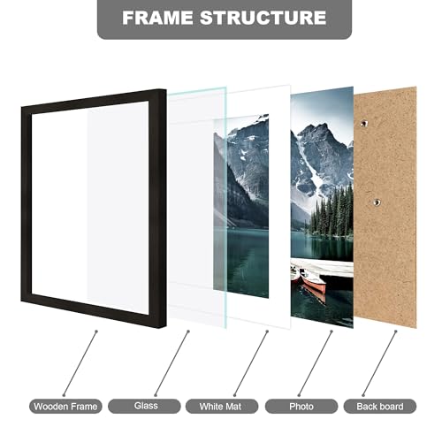 Hongkee 10x12 Picture Frame with Real Glass - Display Pictures 8x10 with Mat or 10 x 12 without Mat, Photo Frame for Wall or Table Top Display(Black, 3 Pack) - color: Black, size: 10x12 in