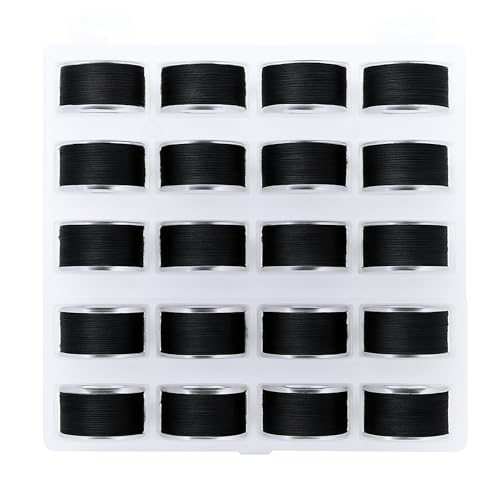 Mandala Crafts Black 15J SA156 Prefilled Bobbin Thread, 25 PCs - color: Black, size: Size A 25 X 88 Yards