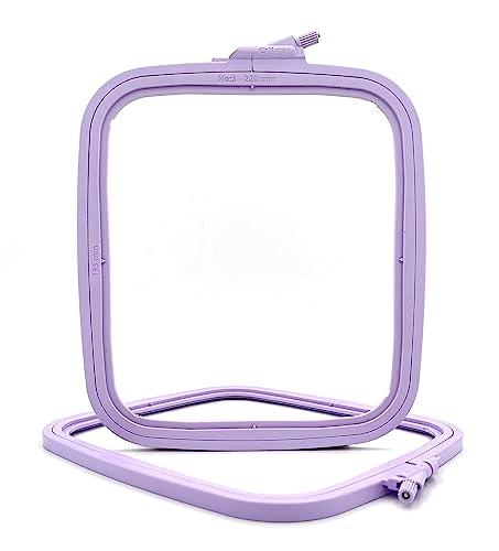 Nurge Square Embroidery Hoop - Plastic Cross Stitch Frame for Needlepoint & Embroidery - Adjustable Craft Hoop - Lilac - No:3 (Medium) - color: Lilac, size: No:3 (Medium)