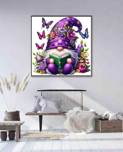 DYAIANGMU Gnome Stamped Cross Stitch Kit for Adults 13.7x13.7 inches - color: gnome-8