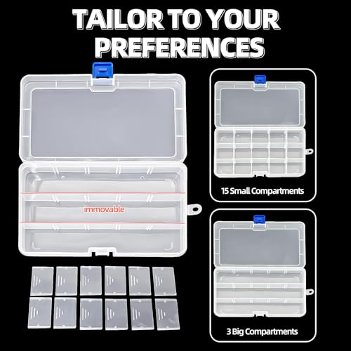 DUOFIRE Plastic Organizer Storage Box, Adjustable Divider 15 Grids, 8 Pack - color: White - 15 Grids, size: 8 pack