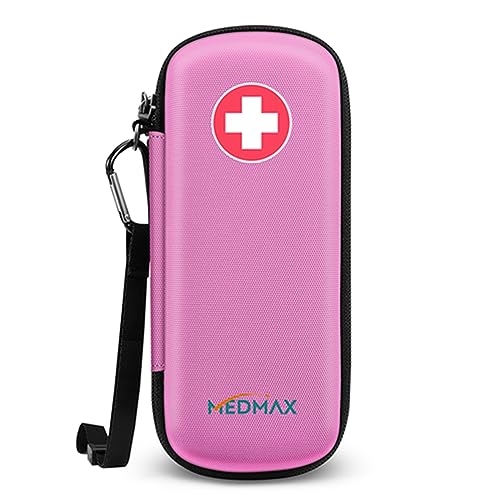 MEDMAX Epipen Medical Carrying Case, Hard Shell EVA Shock Absorption Travel Medication Organizer Bag Emergency Medical Pouch Holds 2 EpiPens, Asthma Inhaler, Auvi-Q, Allergy Supplies (Pink) - color: Pink