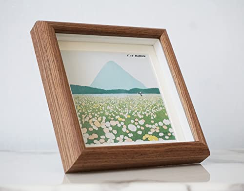 6X6 Wooden Picture Frame with 4.5x4.5 mat, 6x6 Square Picture Frame with Glass, For Wall and Desktop Display - size: 6X6