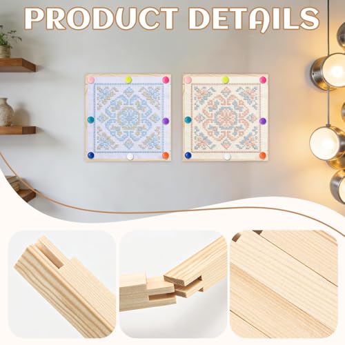 FSWCCK 8 Pcs 10" Stretcher Bars for Needlework with 100 Thumb Tacks, Wooden Canvas Stretcher Bars, Needlepoint Embroidery Stitch Frame Set for Women's Birthday Gifts, Crafts Art