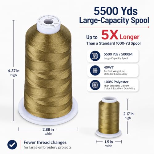 Simthread Embroidery Machine Thread 5000M 40WT Polyester, Dark Ivy S044 - color: DarkIvyS044