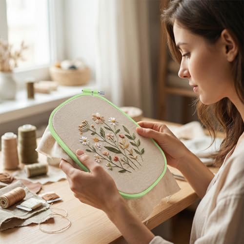 Nogeqi 2PCS Square Embroidery Hoop, Plastic Cross Stitch Hoop, Rectangle Embroidery Ring for Sewing Needlework Cross Stitch Projects (2 Size)