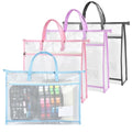 4 Pcs A3 Project Bag, Craft Storage Organizer for Quilters, Clear Mesh Sew Project Bag with Handles, Zipper Storage Bag for Art Craft, Wearable Craft, Teaching Material