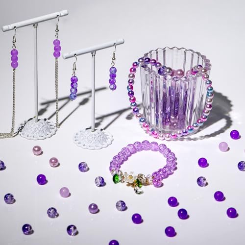 XSEINO About 1200PCS 6mm Glass Beads Bracelet Making Kit,24 Assorted Violet Elegant Series Colorful Crystal Beads for Bracelet and Jewelry Making and DIY Crafts,Friendship Bracelets - color: Violet Elegant Series