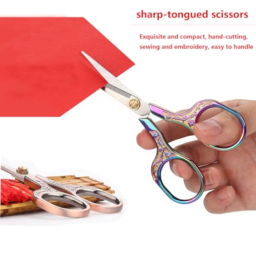 YVAOG Mini Folding Scissors, Safe Portable Travel Mini Scissors, Stainless Steel Retractable Small Scissors for Home Office, 2 Piece Set (Silver and colored titanium) - color: Silver and Colored Titanium