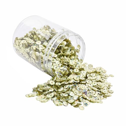 Mandala Crafts 6mm Cup Holographic Champagne Sequins for Sewing Embroidery - color: Holographic Champagne, size: 6mm Cup Sequins