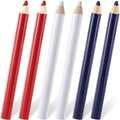 6PCS 8.7 cm Fabric Sewing Pencils, Washable Fabric Makers, No Dust Sewing Tailors Chalk, Marking Pencil for Quilting, DIY Crafts, Sewing - White, Blue, Red