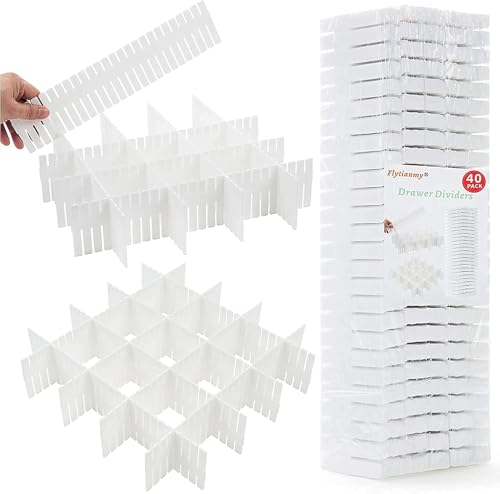 40Pcs Drawer Dividers, Adjustable Drawer Organizer for Socks, Underwear, Makeup, Can Help Tidy Kitchen, Bedroom, Dresser White - color: White, size: 40Pcs
