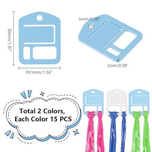 PH PandaHall 30pcs Acrylic Embroidery Floss Drop Thread Organizers Slim Floss Bobbins Cross Stitch Thread Bobbins Floss Organizers for DIY Craft Cross Stitch Sewing Thread Storage