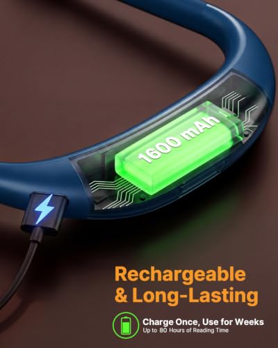 Neck Reading Light with Storage Case, Dimmable Needlepoint Light - color: Dark Blue Light with Storage Case