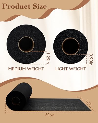FIVEIZERO Medium Weight Non-Woven Fusible Interfacing for Sewing-12in×30yd - color: black-medium, size: medium weight