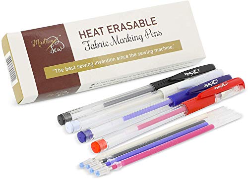 Madam Sew Heat Erasable Fabric Marking Pens for Sewing and Quilting | Fabric Markers for Sewing, Embroidery, Dressmaking with 4 Pens + 4 Refills | 8-Piece Set No Ghost Lines, Disappearing Ink - color: Assorted - 4 Pack