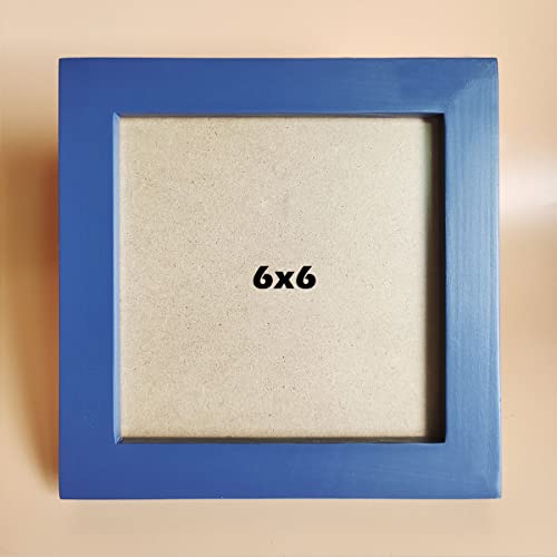 6x6 Picture Frames Blue Solid Wood Frame, Plastic Panel (Film Needs to be Removed) Table or Wall.Front Window Opening 5.5x5.5 inch. - color: Blue, size: 6x6