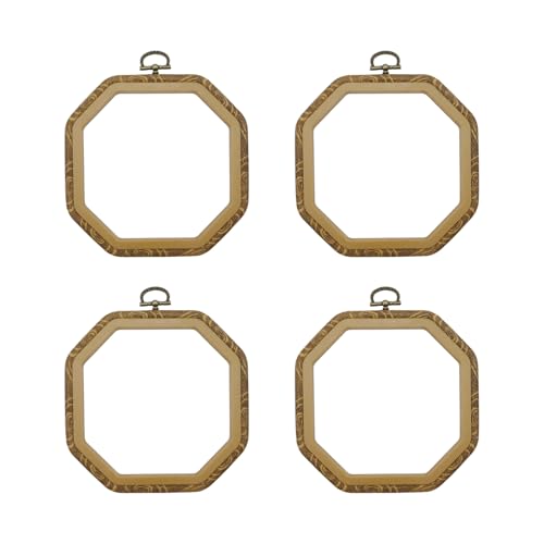 T Tulead Octagon Embroidery Hoops Display Frame 5.5"x5.5" 4PCS - size: Octagon, 5.5"x5.5"
