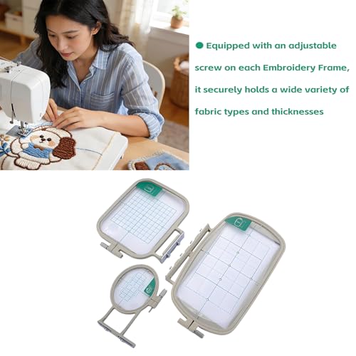 Tarjenle Embroidery Hoop Frame, Professional Stretch Frame for Brother Sewing Machine, Grid Hoop, for NV500/NV500D/NV900/NV950D/NV180/P-1000/PE-300S/PE-400D/EMS10/ZZ3-B140 (White, 3PCS) - size: 3PCS
