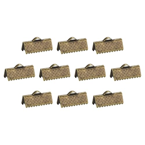 uxcell 280Pcs Ribbon Crimp Clamp Ends, 16mm Bookmark Pinch Crimp Ends, Cord Ends Fasteners Clasp Crimp Ends for DIY Bracelet Necklace Jewelry Making, Bronze Tone - color: Bronze Tone, size: 16mm