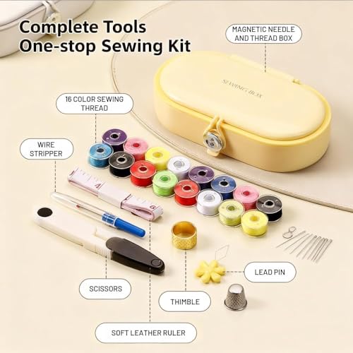 FKOG Sewing Project Kit, 135 Pcs Family Sewing Supplies Repair Kit Traveler Sewing Kit Sewing Thread Accessories DIY Sewing Supplies Organizer (Light Blue) - style: Light Blue
