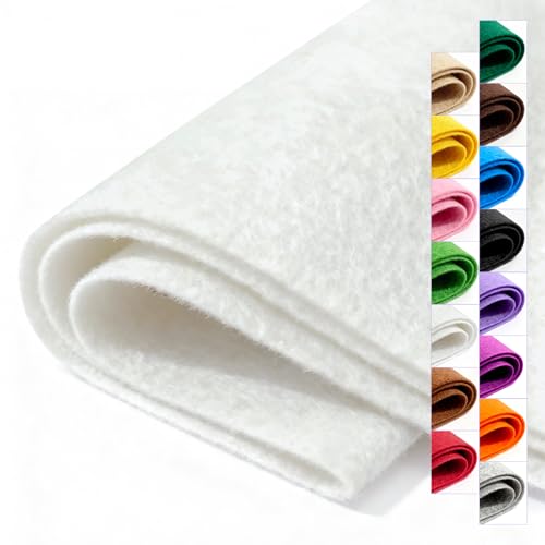 White Stiff Felt Sheet 36'' X 36'', 1mm Large Felt Fabric Sheet for Crafts - color: White
