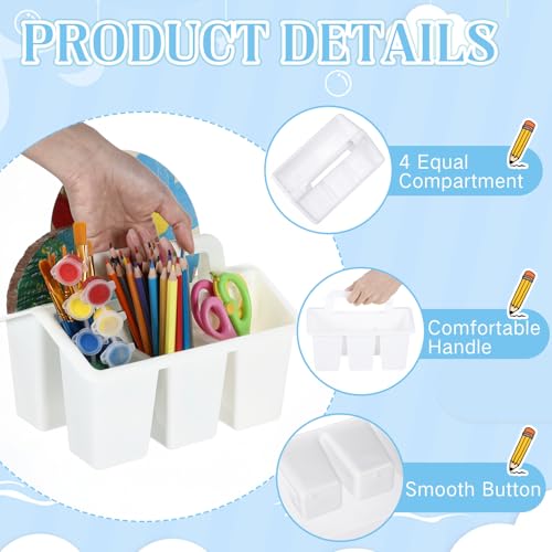 WILLBOND 12 Pcs Classroom Storage Caddies Stackable Utility Caddy, White - color: White
