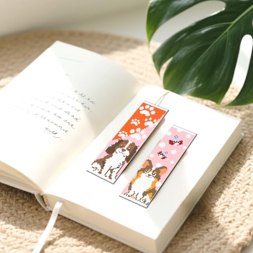 FREEBLOSS 12 Set Cross Stitch Bookmark Kits Colorful Pet Pattern Stamped Cross Stitch Kit 11CT Embroidery Kit with Instructions for Beginners 8 * 2.4inch - style: Simplified Animals