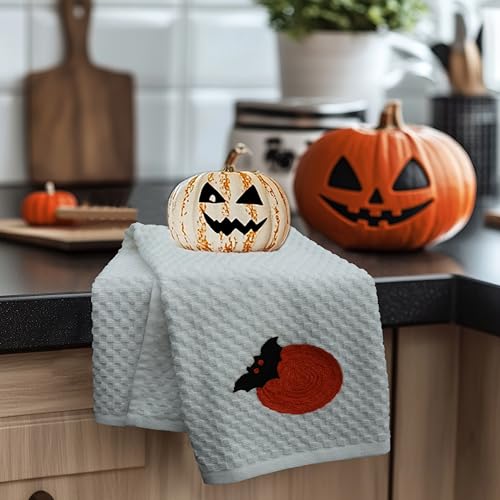 COTTON CRAFT Halloween Kitchen Towel -100% Cotton 4 Pack Waffle Terry Towel - color: Black, size: 4 Pack