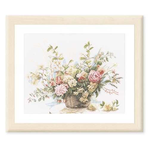 Counted Cross Stitch Kit: Basket Roses (Linen)