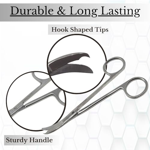 Small Scissors all Purpose, Sharp Mini Detail Craft Shears with Precision Angled One Hook Tip Design, Ideal for Thread Cutting, Sewing, Knitting, Embroidery, Stainless Steel Snips (Silver - 5.5") - color: Silver - 5.5"