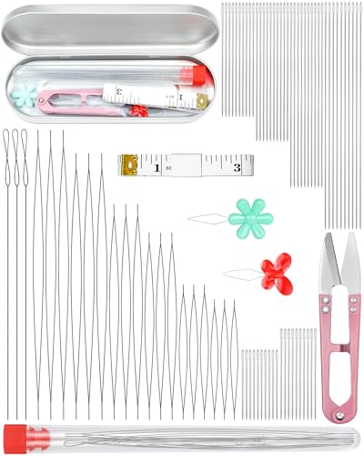 FIVEIZERO 87-Piece Beading Needles Set, 3 Types, 6 Sizes for Jewelry Making - color: Sliver-87PCS