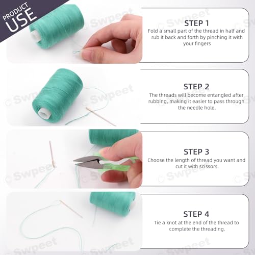 Swpeet 10Pcs 1000 Yards Cool Colors All Purpose Threads Assortment Kit, Handy Polyester Sewing Threads Embroidery Thread, Hand Sewing Needle Threaders Set for Crafters Lovers - 10 Colors - color: Cool Color Styles