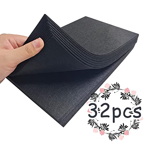 Jtnohx Stiff Felt Sheets, 32 Pcs Felt Fabric, 7"×11.3" Color Felt for Crafts, Craft Felt Square for Sewing (Black) - color: Black