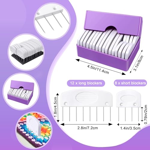 20Pcs Knit Blockers Pins Kit, Knit Blocking Combs for Crochet Knitting Blocking Board Mats, Crochet Blocking Pins for Crochet Projects Sewing Lace Needlework Projects Tool - color: White
