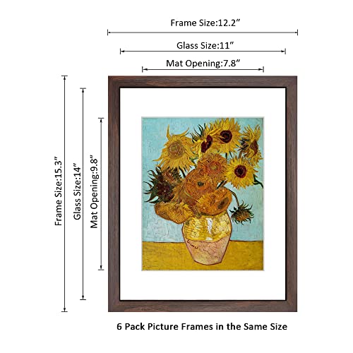 11x14 Picture Frame Set of 6 for Pictures 8x10 with Mat or 11x14 Without Mat, Wall or Tabletop Gallery Photo Frames Walnut - color: Walnut, size: 11x14(set of 6)
