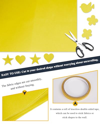 Yellow Felt Fabric 72" x 18", Large Stiff Craft Felt Sheet, Golden Yellow - color: Golden Yellow, size: 72" X 18" (0.5 Yard)