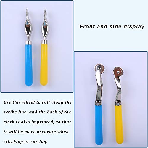 Lunarm Tracing Wheel Sewing Tool 2pcs Steel Needle Point Tracing Wheel - color: Yellow and Blue