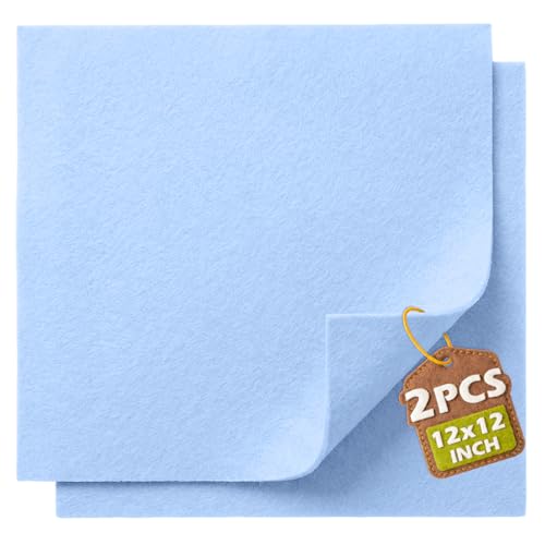 Baby Blue Soft Felt Sheets for Crafts, 12" x 12", 1.6mm Thick, 2 Pcs - color: Baby Blue